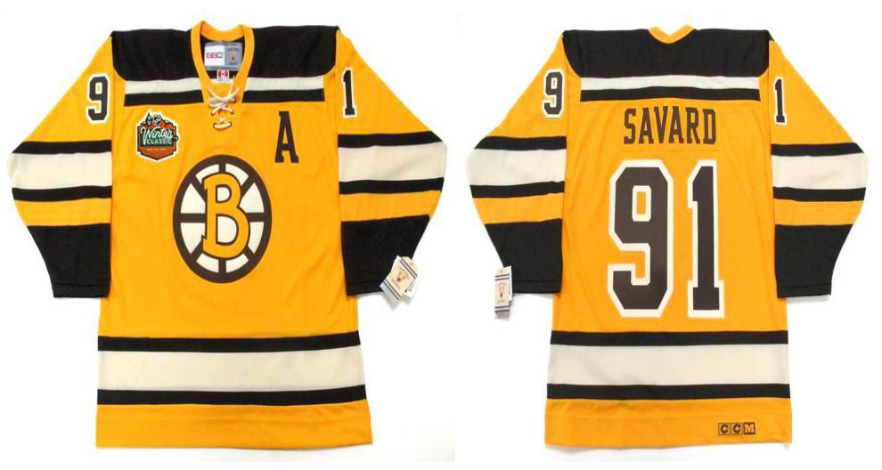 2019 Men Boston Bruins #91 Savard Yellow CCM NHL jerseys->boston bruins->NHL Jersey